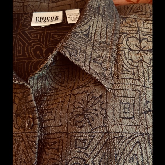 Fabulous~Chico’s~Boxy Jacket In a Rich Copper/Brown & Black Print - Picture 11 of 12